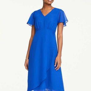 Ann Taylor Factory Blue Flutter Midi Dress